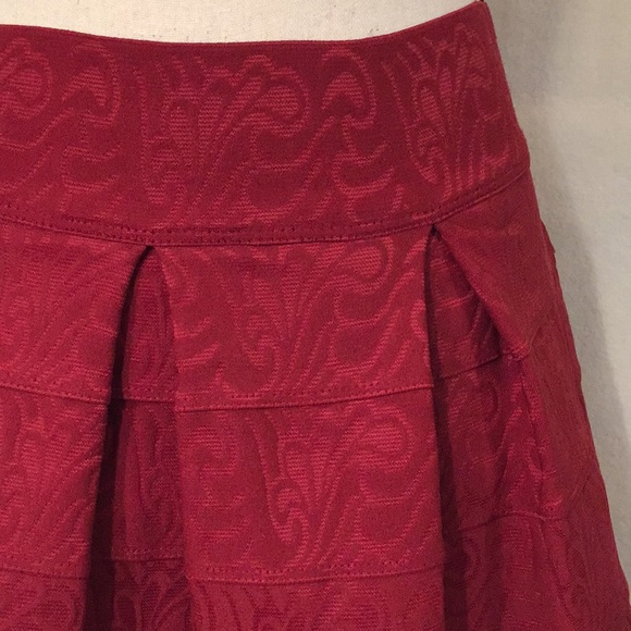 NWT Maeve Anthropologie red scholastic structured banded pleated full skirt - Picture 7 of 12